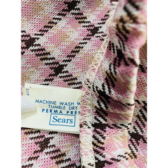 Sears 70s Vtg Wide Leg Flare Relaxed Plaid Tartan‎ Pants Sz 20 (32x31 msrd) Pink - Picture 8 of 9